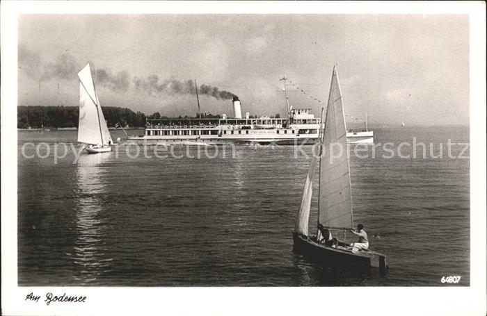 Dampfer Seitenrad Stadt ueberlingen Bodensee Segelboot