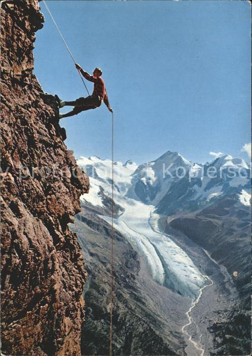Klettern Bergsteigen Abseilpartie Piz Albris Berninagruppe Morteratschgletscher