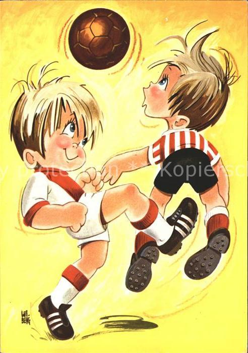 Fussball Kuenstlerkarte Will. Berg Kind