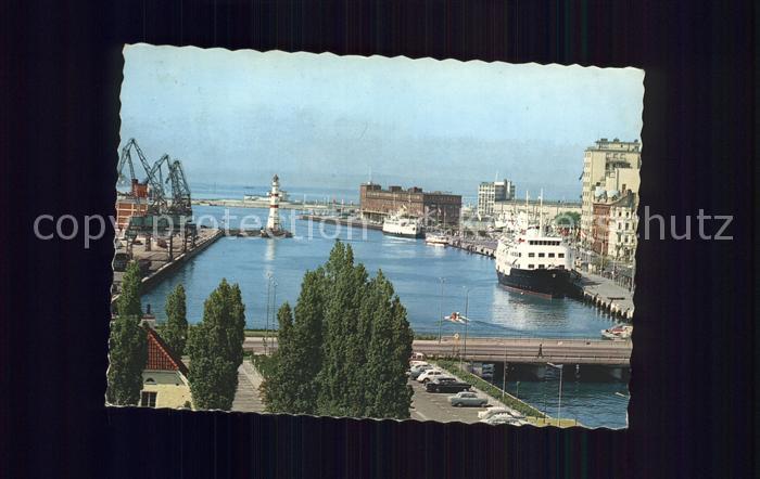 Hafenanlagen Malmoe Hamnen Schiff Leuchtturm