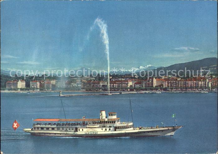 Dampfer Binnenschifffahrt Lausanne Geneve Jet d Eau Mont-Blanc