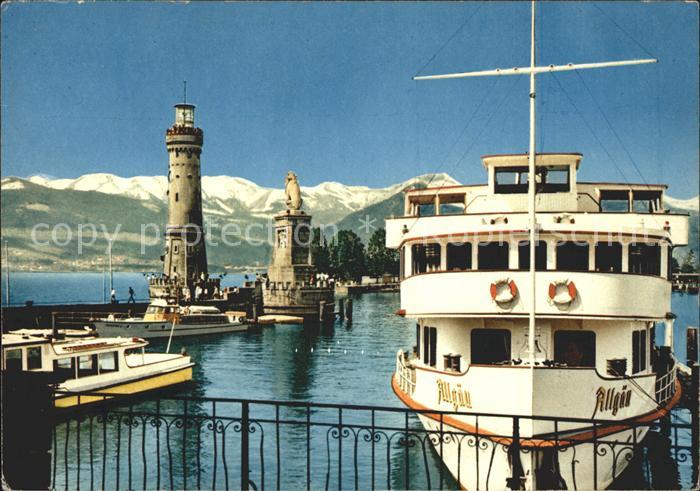 Motorschiffe Allgaeu Lindau Bodensee Hafen Leuchtturm