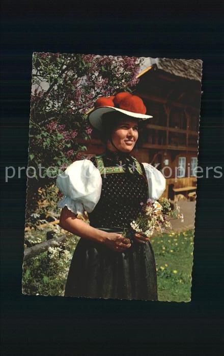 Trachten Schwarzwald Bollenhut - P O S T K A R T E -  - P O