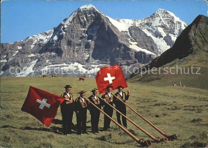 Alphorn Alphornblaeser Maennlichen Eiger Moench