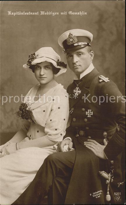 Marine WK1 Kapitänleutnant Otto Weddigen mit Gemah