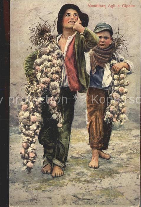 Haendler Typen Napoli Venditore Agli e Cipolle