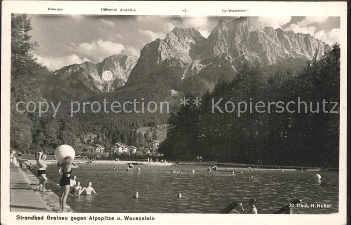 Foto Huber H. Nr. 32 Strandbad Grainau Alpspitze Waxenste