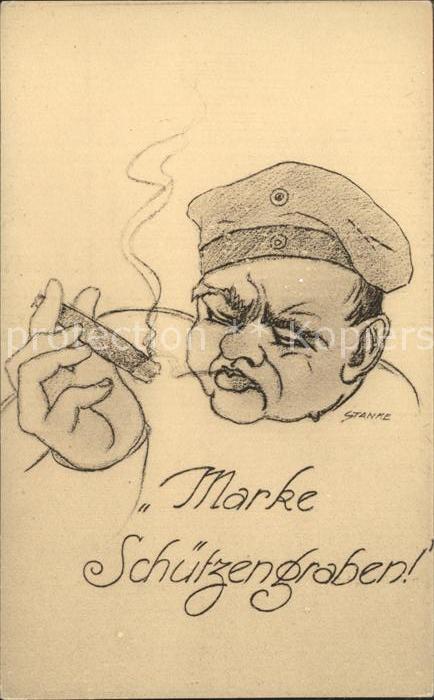 Zigarre Marke Schützengraben Soldat Künstlerkar
