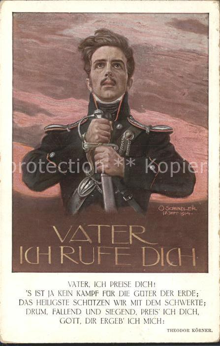 Kuenstlerkarte O. Schindler Schwert Koerner Vater