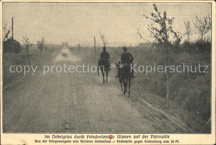 Kavallerie Jaeger zu Pferde WK1 Ulanen Patrouille Reclams Universum