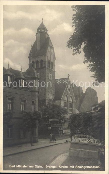 Bad Muenster Stein Ebernburg Kirche mit Rheingrafenstein