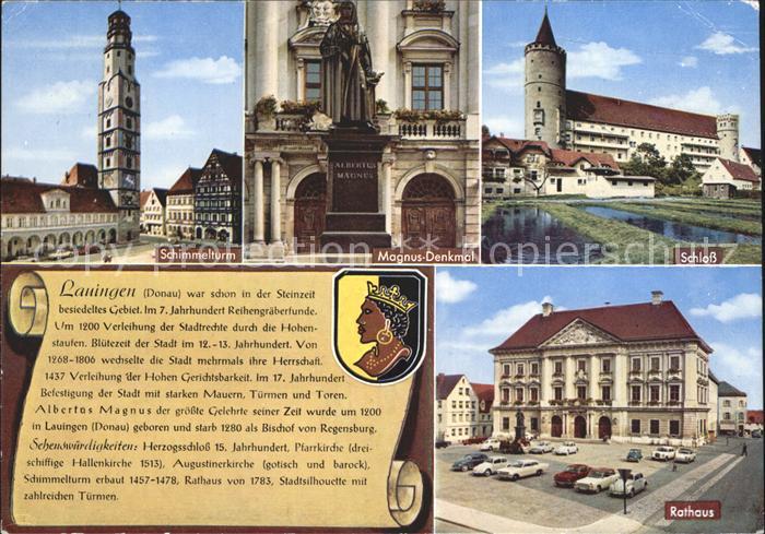 Lauingen Donau Schloss Rathaus Schimmelturm Magnus-Denkmal