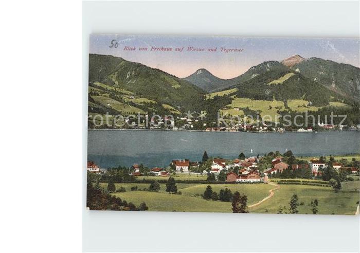 Bad Wiessee Blick vom Freihasu auf Wiessee und Tegernsee