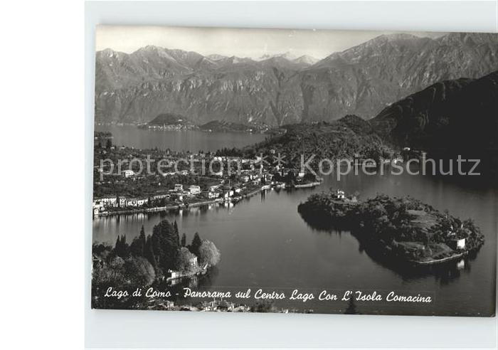 Lago di Como Fliegeraufnahme con Isola Comacina