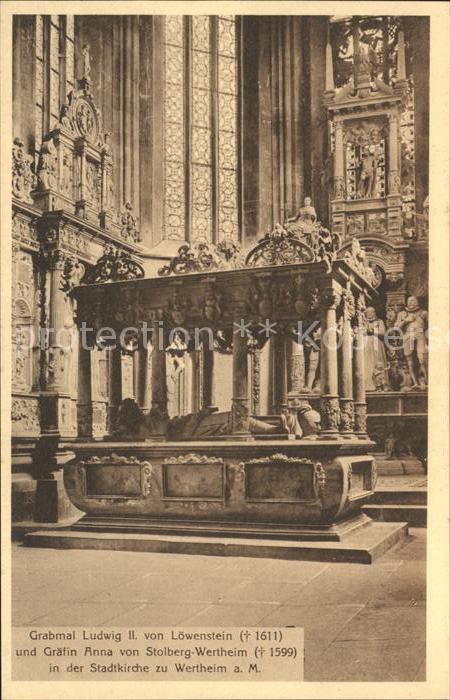 Wertheim Main Stadtpfarrkirche Grabmal Ludwig II von Loewenstein und Graefin Ann
