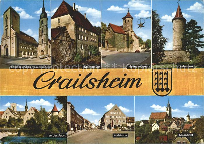 Crailsheim Rathaus Liebfrauenkapelle Stadtmauer Heimatmuseum Diebsturm Jagst Kar