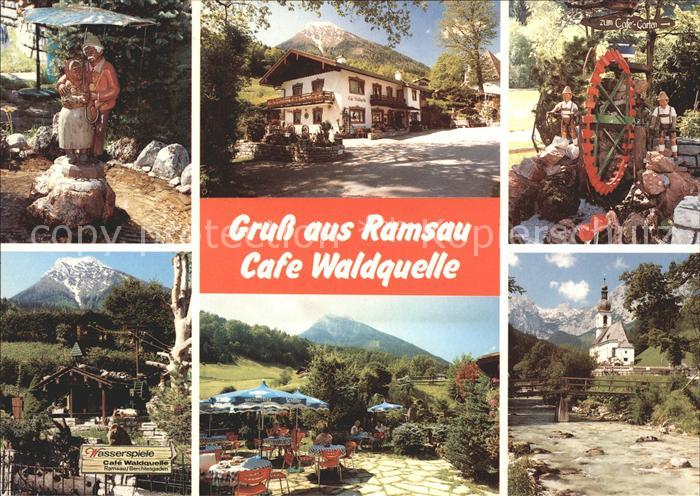 Ramsau Berchtesgaden Cafe Waldquelle Bergkurgarten Details Wasserspiele Terrasse