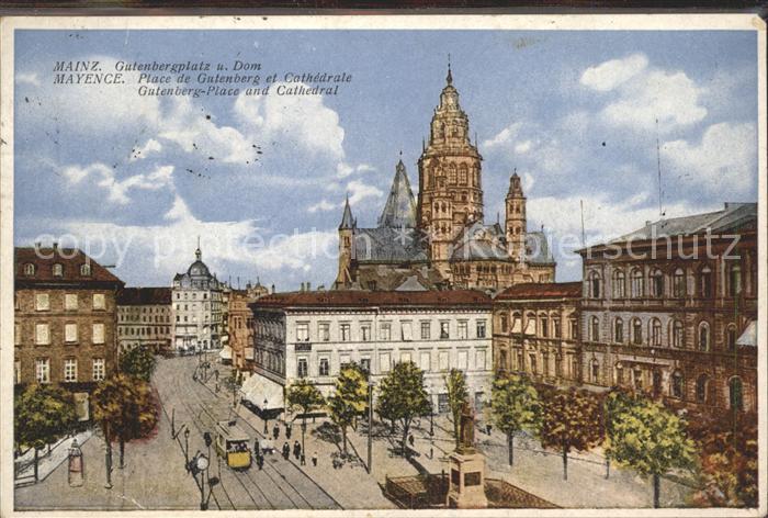 Mainz Rhein Gutenbergplatz mit Dom