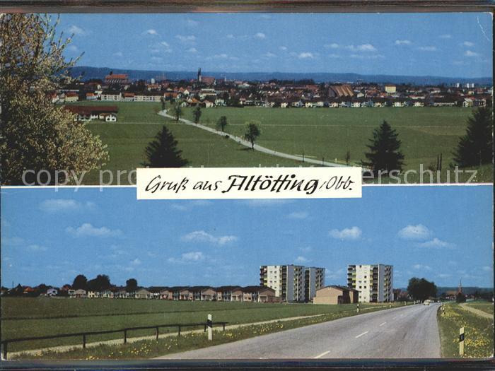 Altoetting Panorama Strasse Hochhaeuser