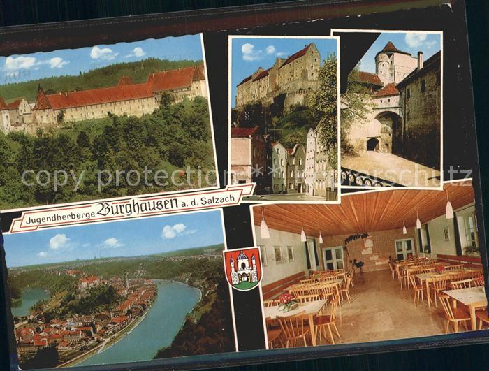 Burghausen Salzach Jugendherberge Burg Gaststaette Gastrau Fliegeraufnahme