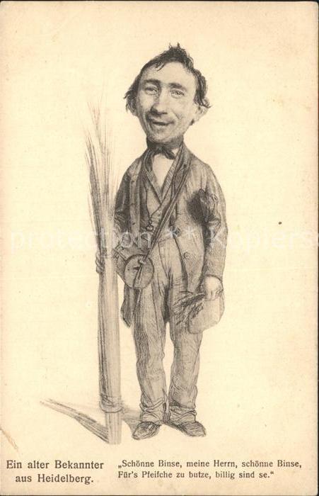 Heidelberg Neckar Alter Bekannter aus Heidelberg Binsenverkaeufer Zeichnung