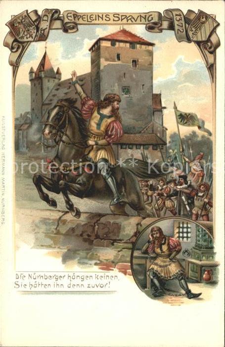 NueRNBERG  CITY Burg Eppeleins Sprung Illustration