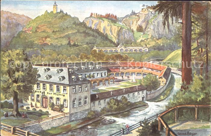 Bad Berneck Badhaus zur Muehle Kuenstlerkarte