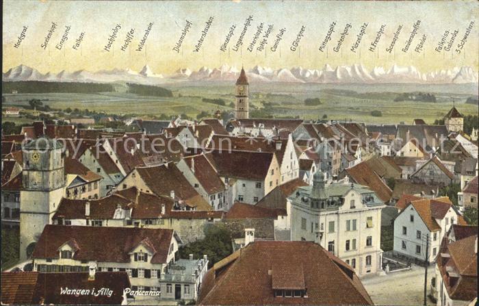 Wangen Allgaeu Panorama mit Allgaeuer Alpen