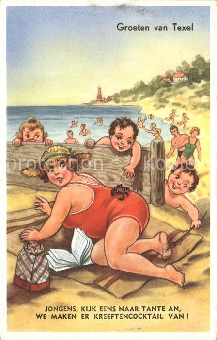 Texel Strandpartie Karikatur