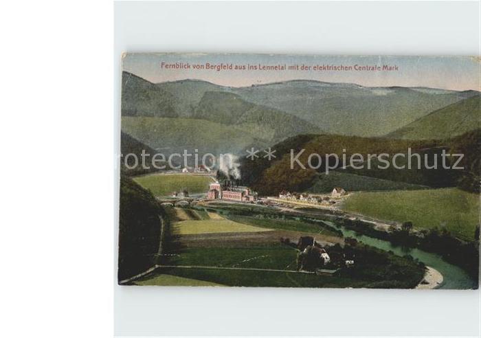 Lenne Sauerland Blick von Bergfeld ins Lennetal mit der elektrischen Centrale Ma
