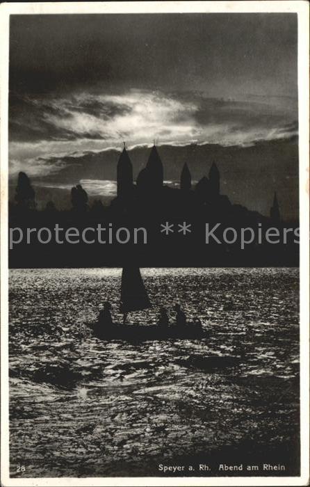 Speyer Rhein Rheinpartie am Abend