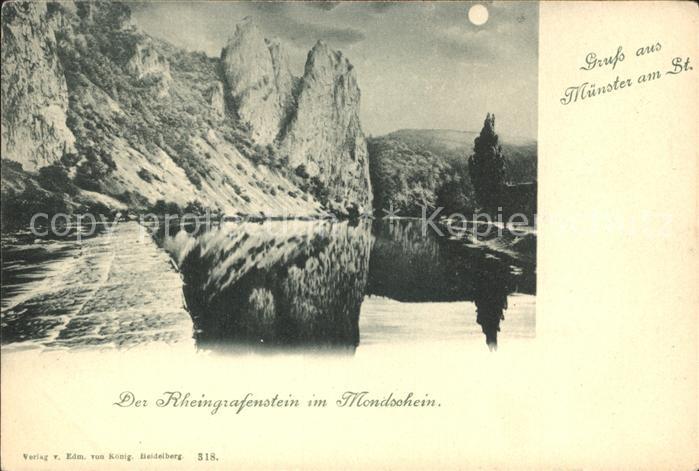 Bad Muenster Stein Ebernburg Rheingrafenstein bei Mondschein