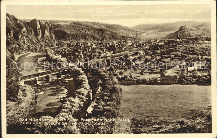 Bad Muenster Stein Ebernburg Blick vom Stegfelsen