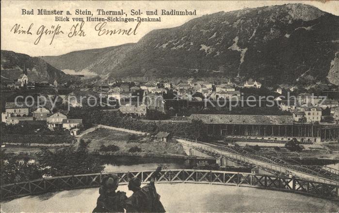 Bad Muenster Stein Ebernburg Blick vom Huttten-Sickingen-Denkmal