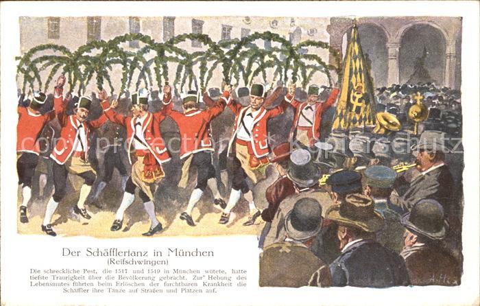 Muenchen Bayern Schaefflertanz Kuenstlerkarte