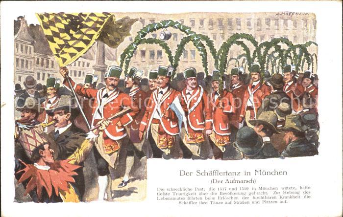 Muenchen Bayern Schaefflertanz Aufmarsch Kuenstlerkarte Hoffmann