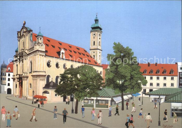 Muenchen Bayern Katholische Stadtpfarrkirche Viktualienmarkt Jubilaeumskarte