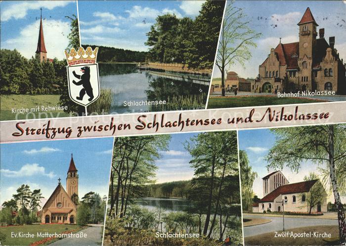 Schlachtensee STEGLITZ-ZEHLENDORF BERLIN Nikolassee Bahnhof Kirche Rehwiese Zwoe