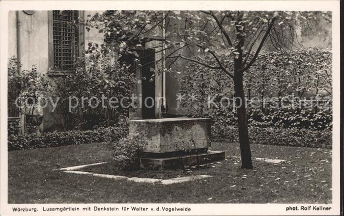 WueRZBURG Bayern Lusamgaertlein Denkstein Walter Vogelweide