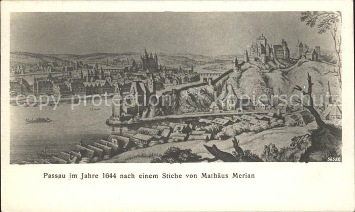 PAssAU Bayern Dreifluessestadt Panorama Alter Stich