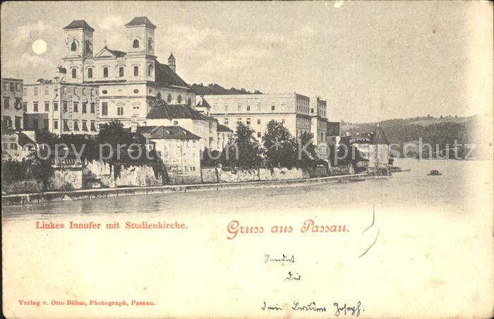 PAssAU Bayern Linkes Innufer mit Studienkirche