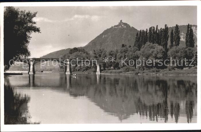 Bad Honnef Rheinbruecke Grafenwerth mit Drachenfels Rheinisches Nizza