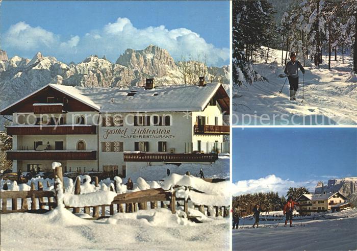 Ritten Renon Gasthof Lichtenstein Skilaeufer