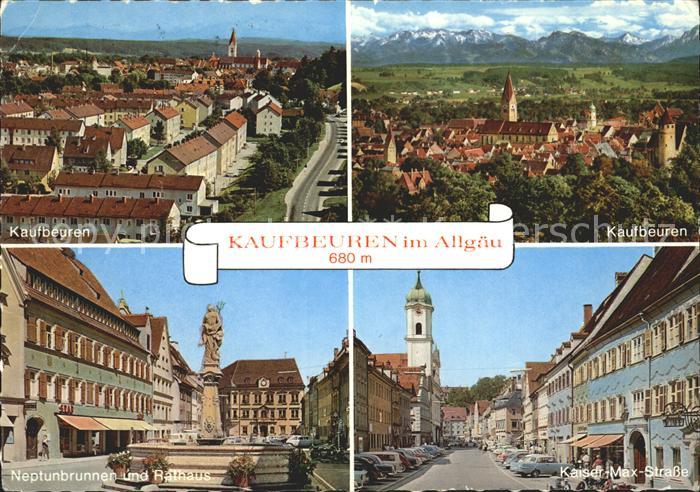 Kaufbeuren Ortsblick Panorama Neptunbrunnen Rathaus Kaiser Max Strasse