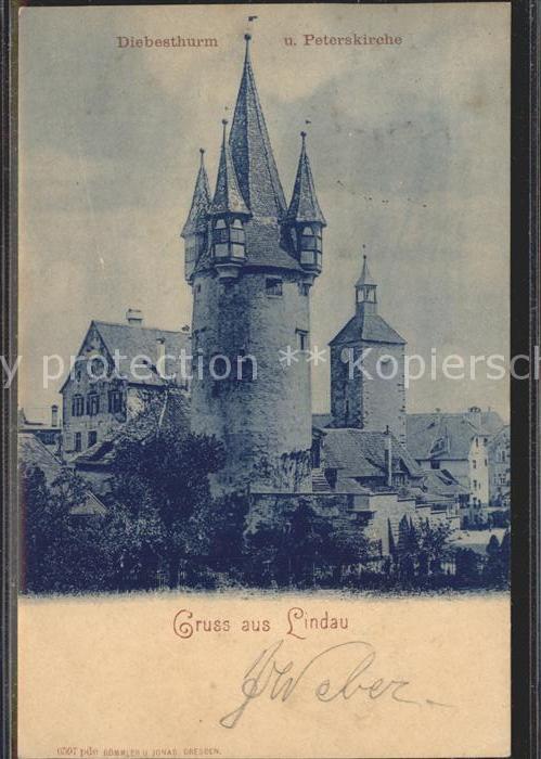 Lindau Bodensee Diebesturm und Peterskirche