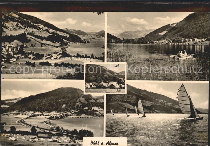 Buehl Alpsee Panorama Bootspartie Zeltplatz Strand Segelpartie