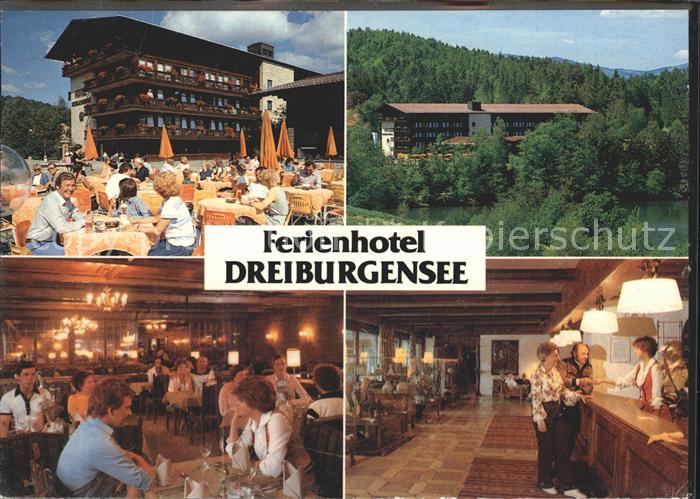 Tittling Ferienhotel Dreiburgensee Terrasse Gastraum Rezeption