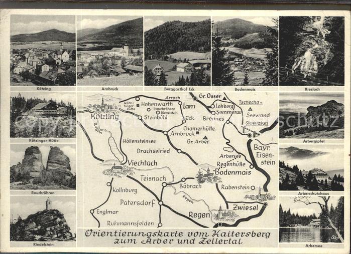 Koetzting bis Zwiesel Orientierungskarte Arnbruck Berggasthof Eck Bodenmais Ries