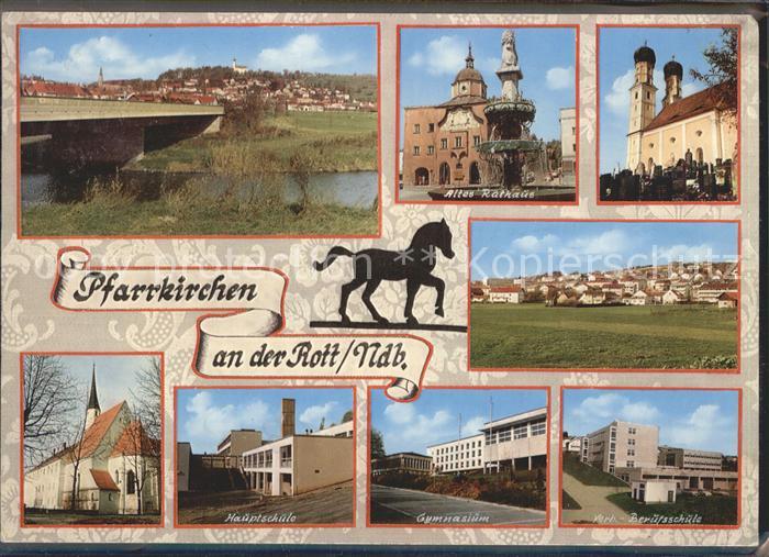 Pfarrkirchen Niederbayern Altes Rathaus Kirche Panorama Hauptschule Gymnasium Be