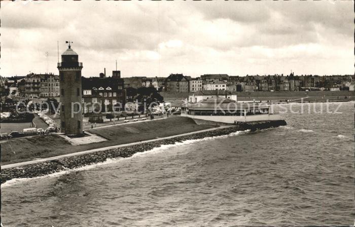 Cuxhaven Nordseebad Leuchtturm mit Seepavillon